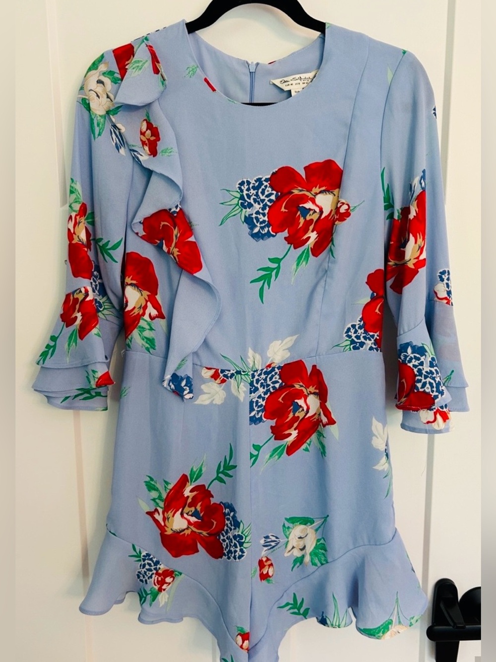 Miss Selfridge Pale Blue Romper with Subtle Red Accent Size 8